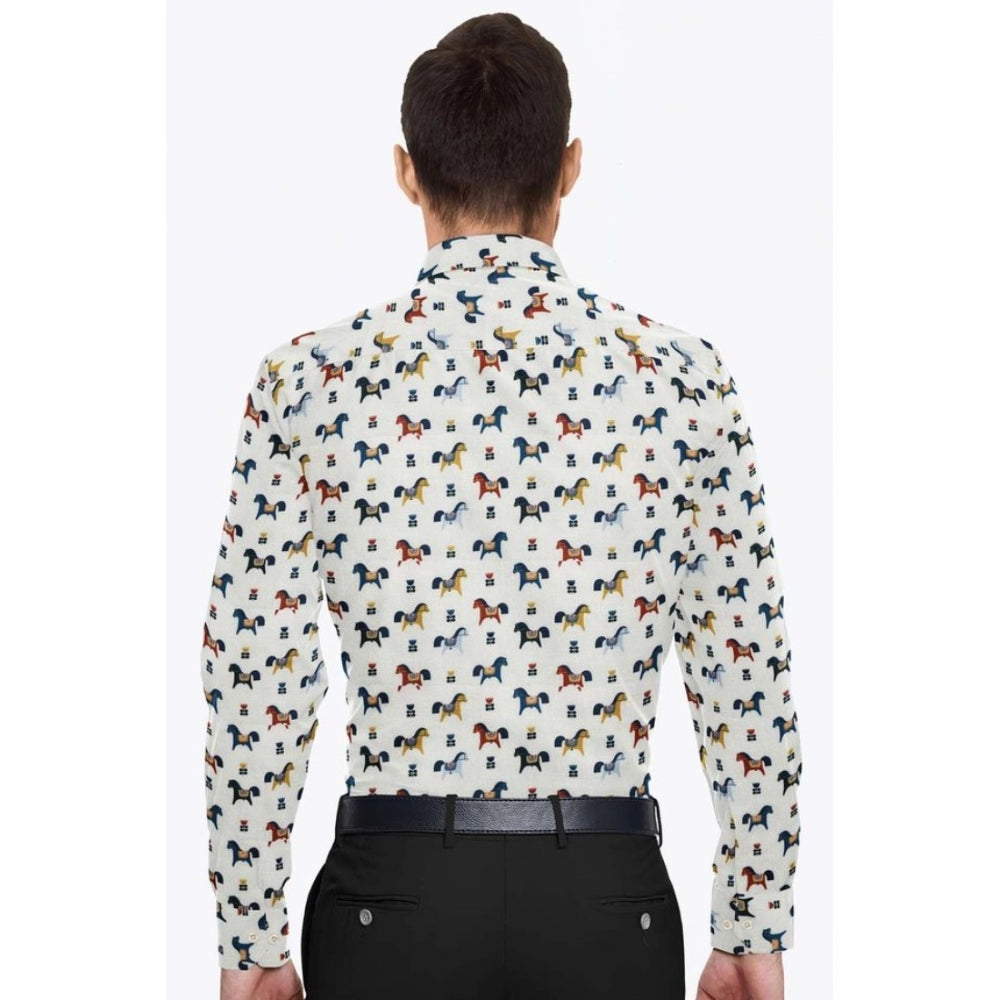 Swagvastra Men's Cotton Blended Printed Full Sleeve Shirt (Multicolor)