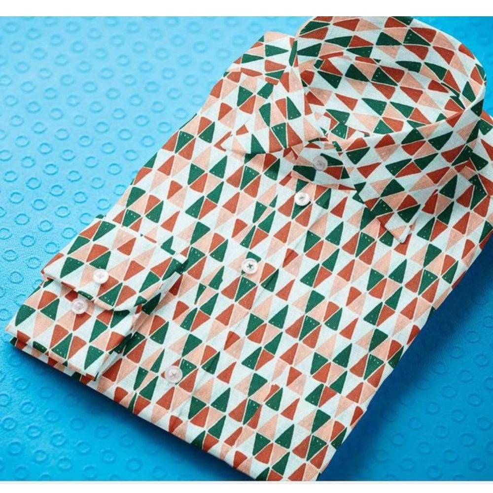 Swagvastra Men's Cotton Blended Printed Full Sleeve Shirt (Multicolor)