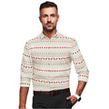 Swagvastra Men's Cotton Blended Printed Full Sleeve Shirt (White-Red)