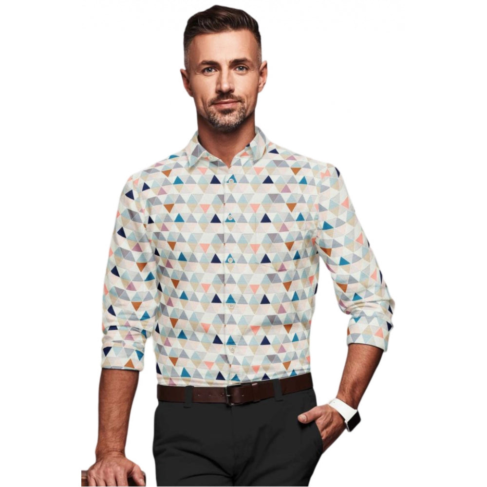 Swagvastra Men's Cotton Blended Printed Full Sleeve Shirt (Multicolor)