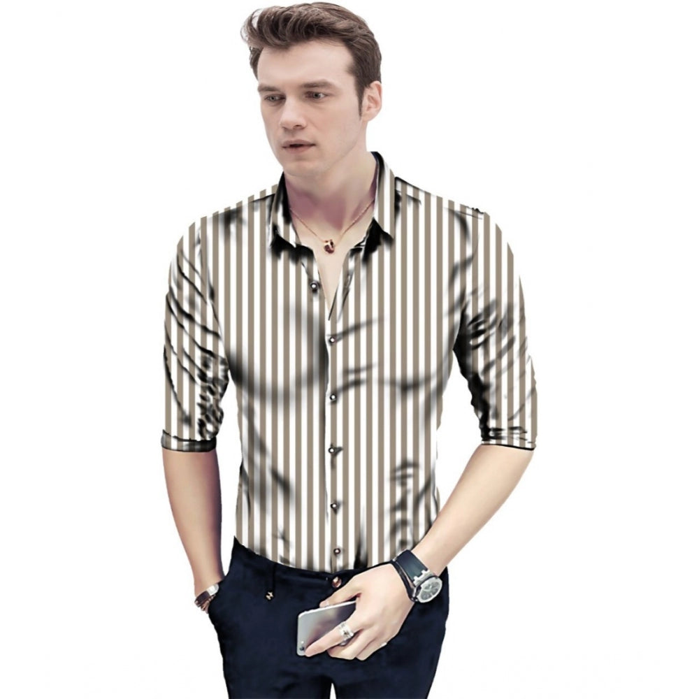 Swagvastra Men's Casual Floral Printed Cotton Blend Unstitched Shirt Fabric 1.6 Mtrs (Brown)