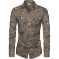 Swagvastra Men's Casual Floral Printed Cotton Blend Unstitched Shirt Fabric 1.6 Mtrs (Brown)