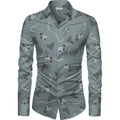 Swagvastra Men's Casual Floral Printed Cotton Blend Unstitched Shirt Fabric 1.6 Mtrs (Grey)