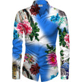 Swagvastra Men's Casual Floral Printed Cotton Blend Unstitched Shirt Fabric 1.6 Mtrs (Blue)
