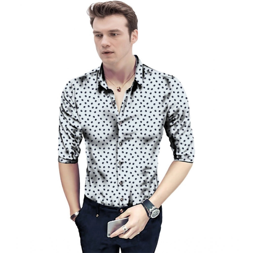 Swagvastra Men's Casual Floral Printed Cotton Blend Unstitched Shirt Fabric 1.6 Mtrs (White)