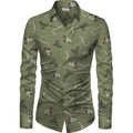 Swagvastra Men's Casual Floral Printed Cotton Blend Unstitched Shirt Fabric 1.6 Mtrs (Green)