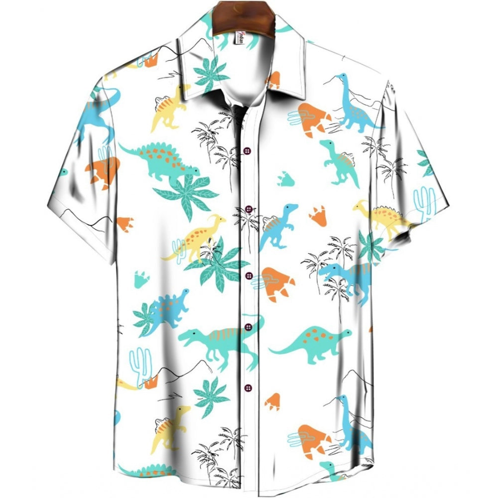 Swagvastra Men's Casual Floral Printed Cotton Blend Unstitched Shirt Fabric 1.6 Mtrs (Sky Blue)