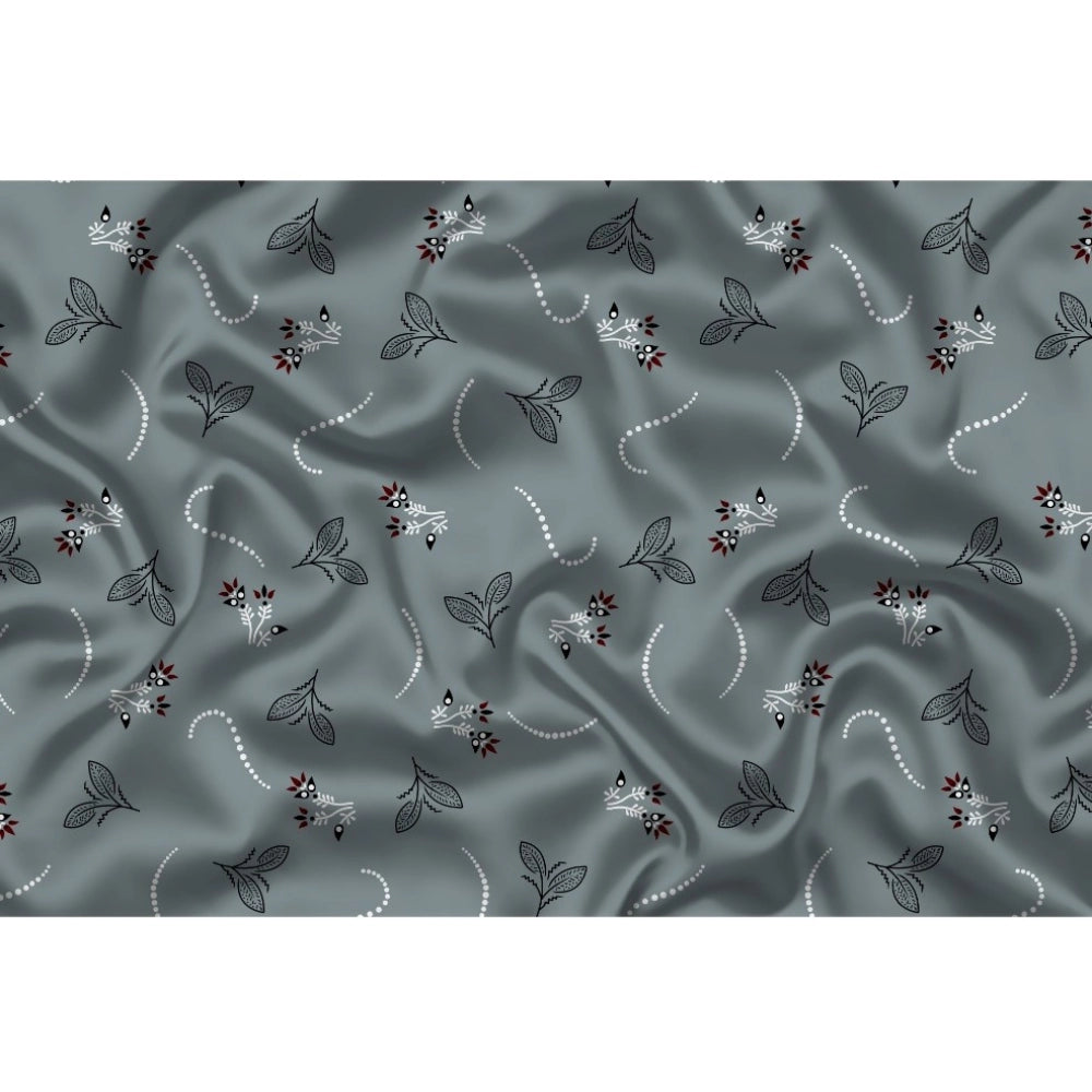 Swagvastra Men's Casual Floral Printed Cotton Blend Unstitched Shirt Fabric 1.6 Mtrs (Grey)