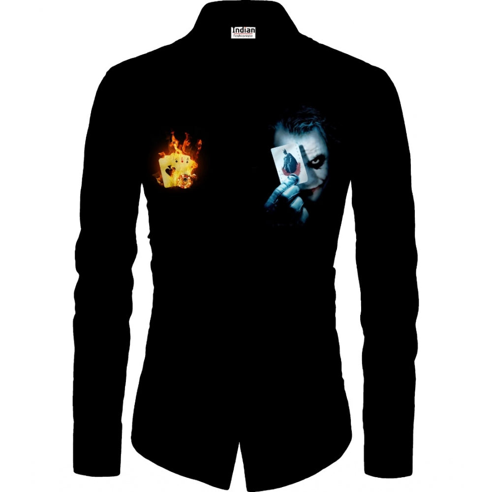 Swagvastra Men's Casual Floral Printed Cotton Blend Unstitched Shirt Fabric 1.6 Mtrs (Black)