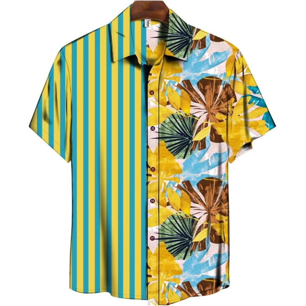 Swagvastra Men's Casual Floral Printed Cotton Blend Unstitched Shirt Fabric 1.6 Mtrs (Green)