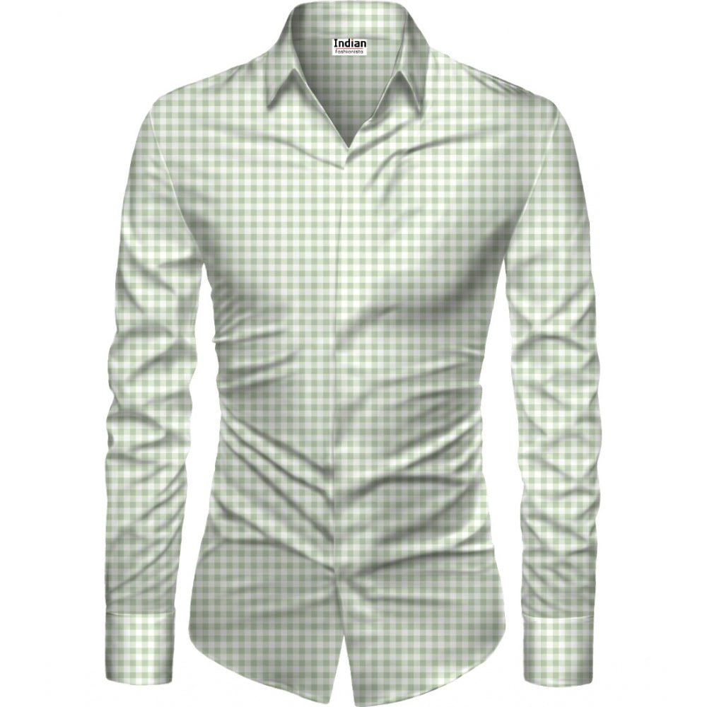 Swagvastra Men's Casual Floral Printed Cotton Blend Unstitched Shirt Fabric 1.6 Mtrs (Green)