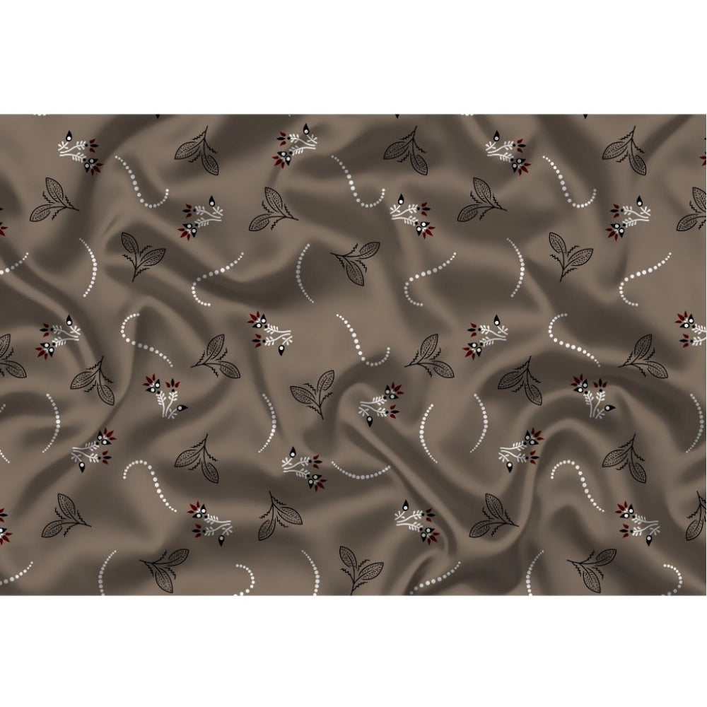 Swagvastra Men's Casual Floral Printed Cotton Blend Unstitched Shirt Fabric 1.6 Mtrs (Brown)