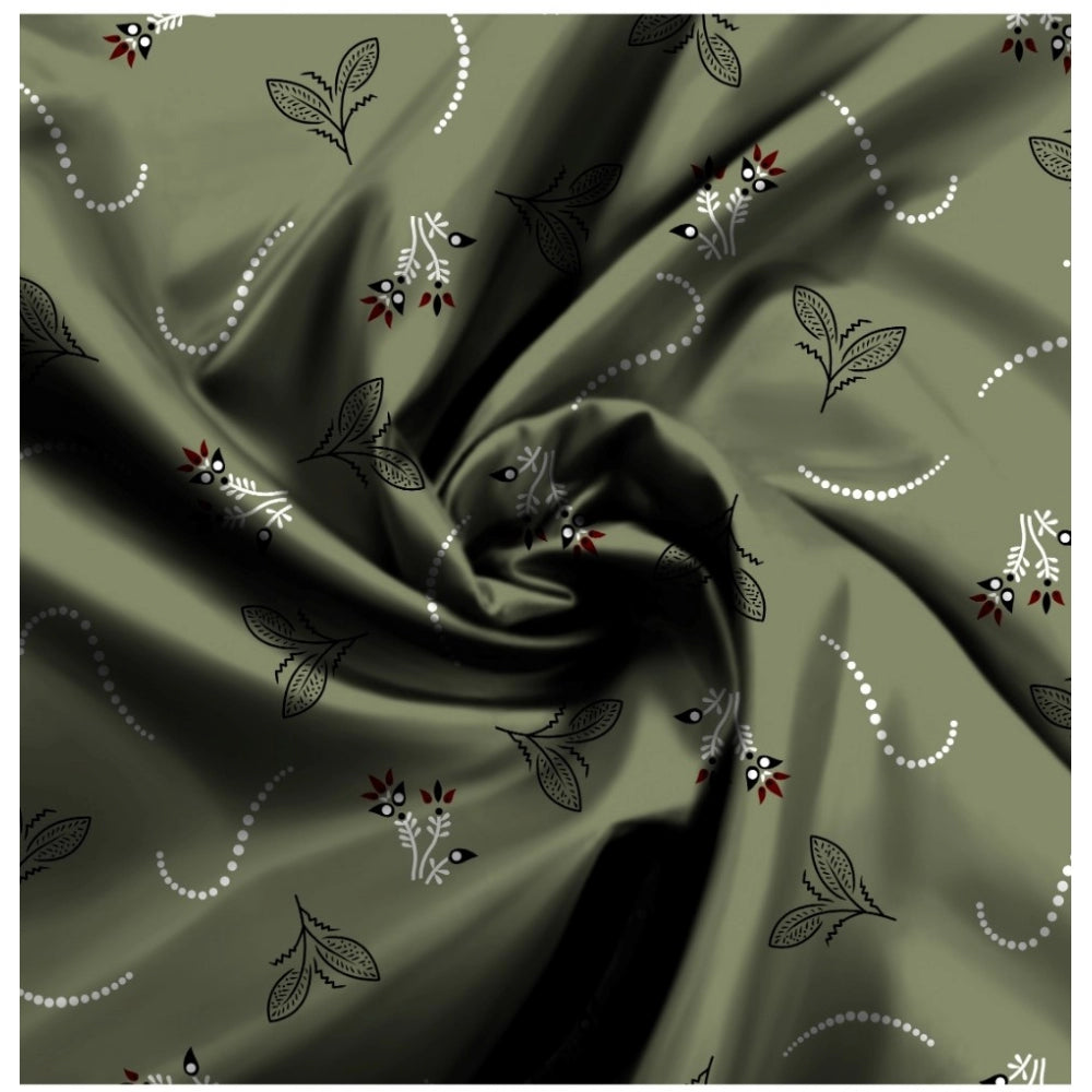 Swagvastra Men's Casual Floral Printed Cotton Blend Unstitched Shirt Fabric 1.6 Mtrs (Green)