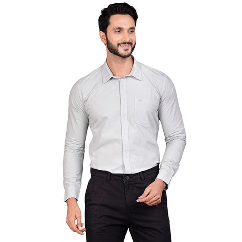Swagvastra Men's Casual Cotton Full Sleeve Solid Shirt (Grey)