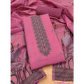 Swagvastra Women's Banarasi Silk Printed Unstitched Salwar Suit Material With Dupatta (Pink, 3Mtrs)